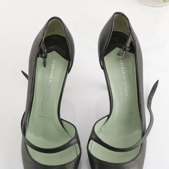 Sigerson Morrison Womens Pump Size 7.5 Black D'Orsay Retro Heel Dress Shoe - Picture 11 of 12